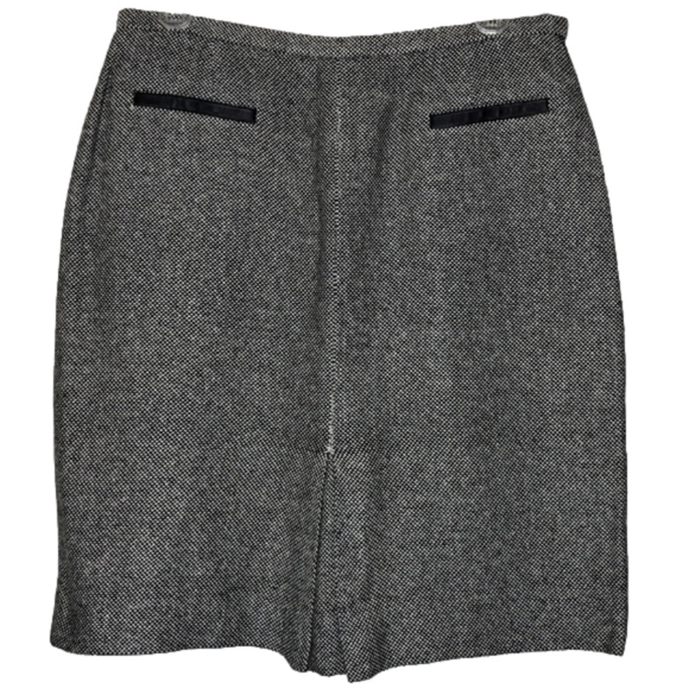 DONCASTER - Black & White Silk Blend Woven Midi Straight Pencil Skirt - Size 8